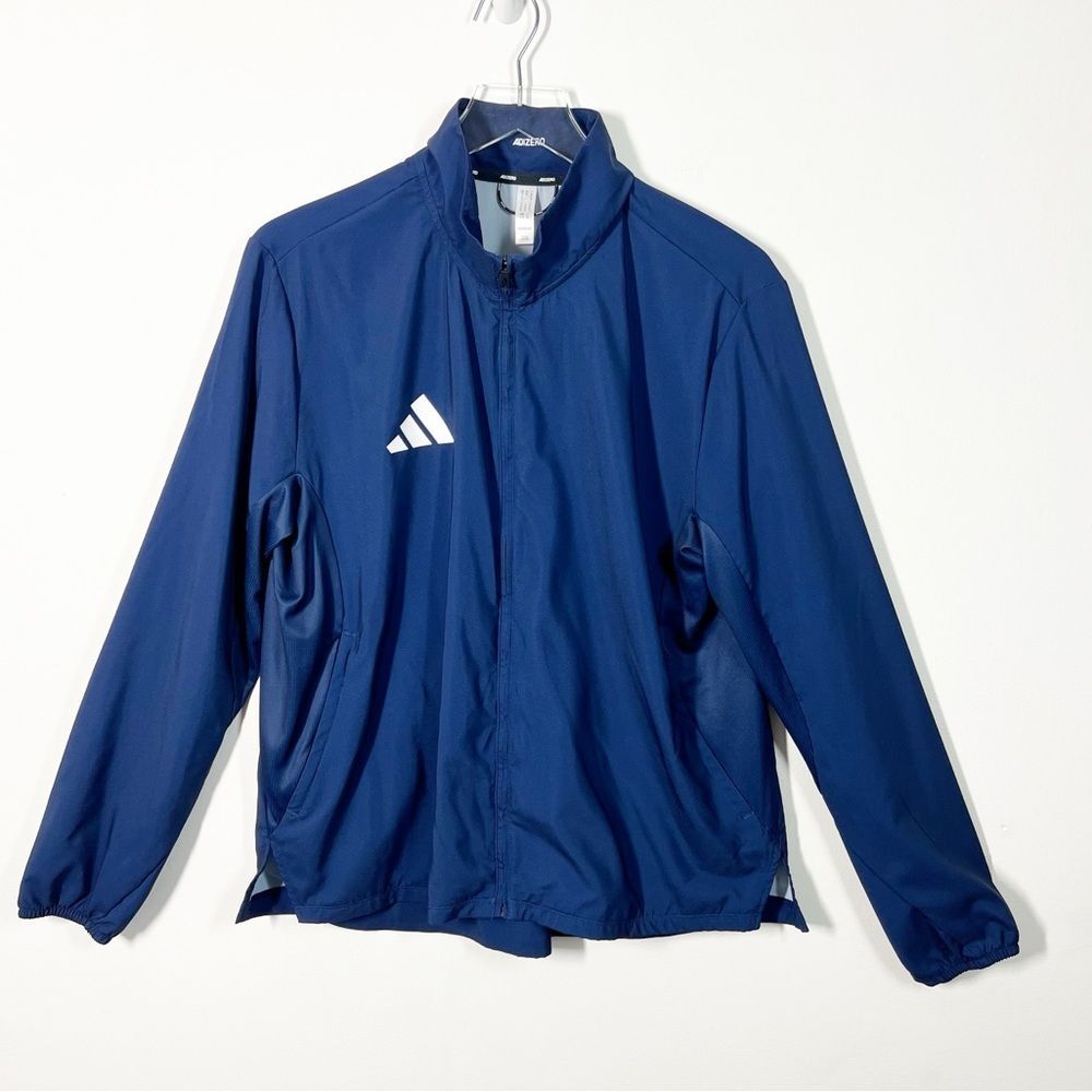 Adidas Women's Size XL Adizero Blue White Full Zip Lightweight Jacket